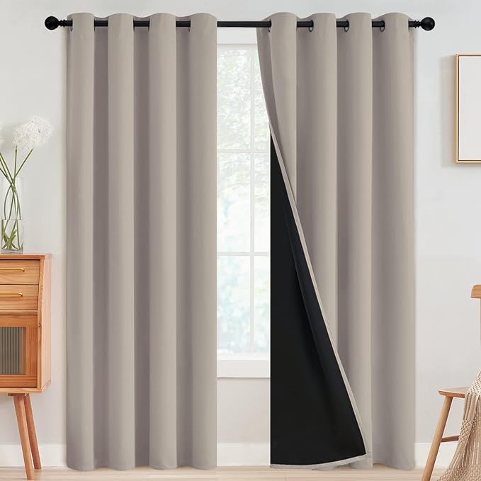 SimpleHome Natural 100% Blackout Curtains Room Darkening Living Room 96L | by SimpleHome