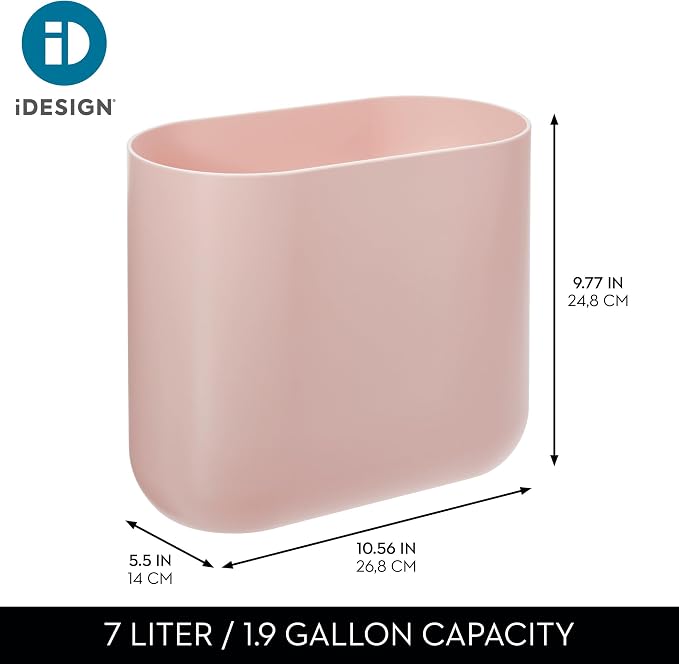 iDesign Small Slim Plastic Bathroom Trash Can - Image 4