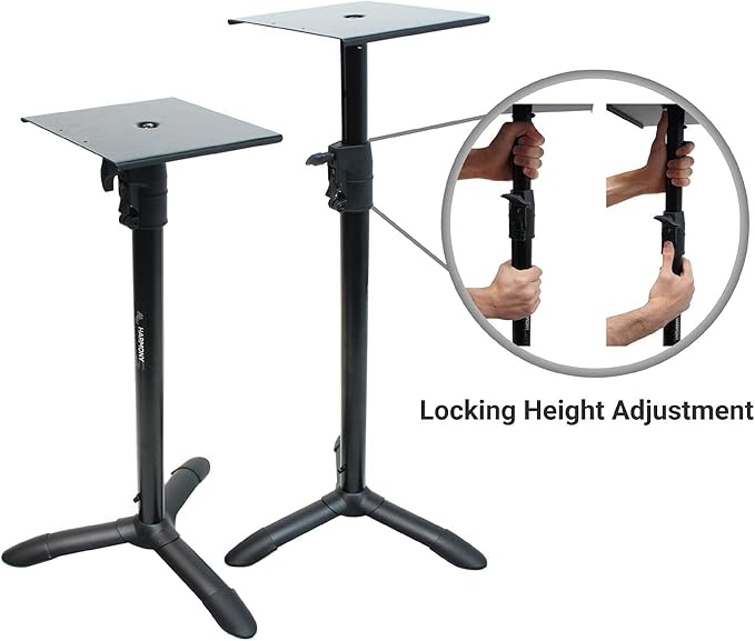 Harmony Audio HA-BKSPKS Home Audio - Studio Monitor Adjustable Height Bookshelf Speaker Stand Pair