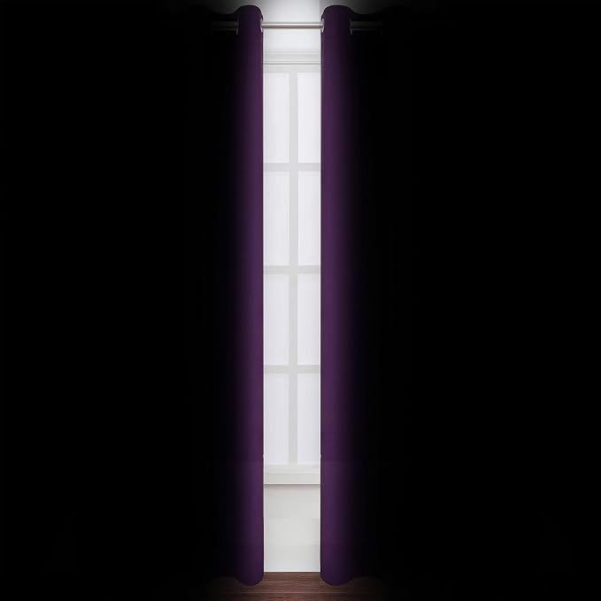 Purple Thermal Blackout Curtains/52 x 95 Inch/Set of 2 Panels Room Darkening - Image 3