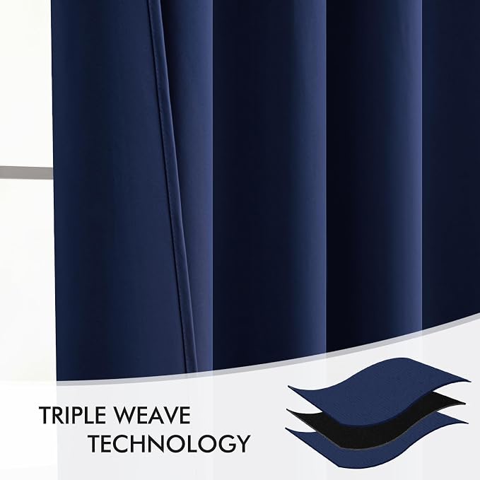 MIULEE Navy Blue Back Tab Blackout Curtains 52x72 Inches Long 2 Panels Set | - Image 7