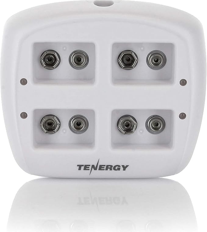 Tenergy TN136 Smart 9V 4-Bay Battery Charger for Rechargeable NiMH 9 Volt Batteries
