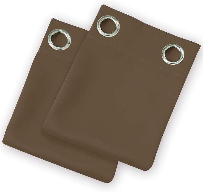 Brown Thermal Blackout Curtains/42 x 95 Inch/Set of 2 Panels Room Darkening - Image 9