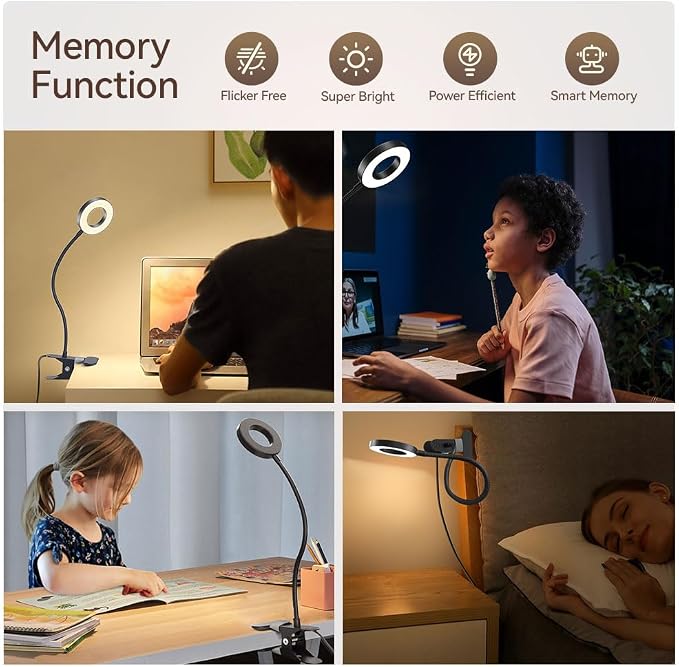 2 Pack LED Clip on Desk Lamp, Metal 360 Adjustable Neck | Eye-Caring Clamp Lamp - Image 7