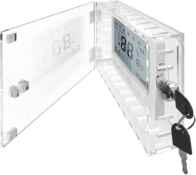 Young Dance Universal Thermostat Lock Box with Key,Clear Large Thermostats Guard for Thermostat on Wall,Thermostat Cover Fits Thermostats 6.5" H x 4.72" W x 1.97" D or Smaller (1 Set)