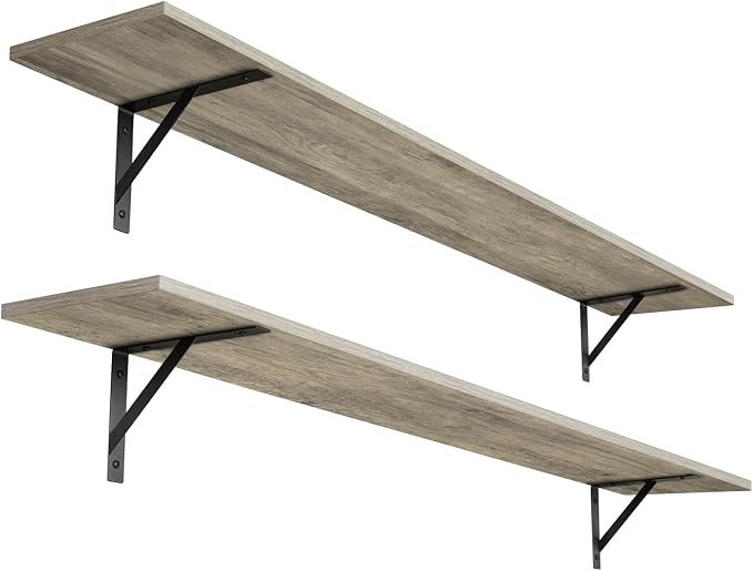 Long Wall Shelves, 55.1Inch Wooden Floating Shelves by DINZILVJ