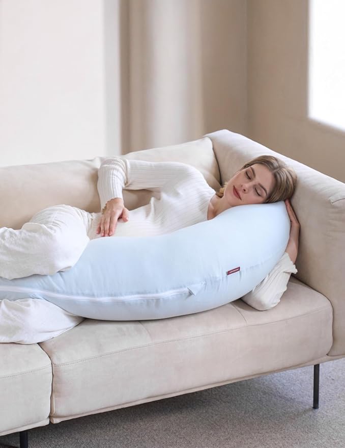 Momcozy J Shaped Pregnancy Pillow, Maternity Body Pillow - Image 9