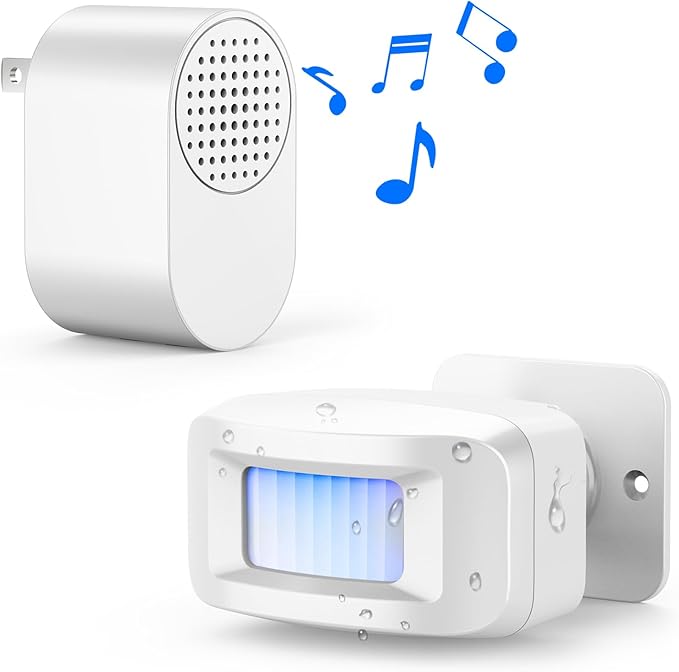 Driveway Alarms Wireless Outside Weatherproof - Motion Sensor Alarms System Motion Detector Plug-in Receiver Loud Chimes Security Alert Monitor System 500FT Long Range Outdoor Detection