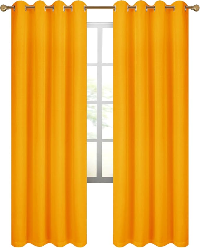 Diraysid 100% Blackout Curtains Yellow Linen Curtains - Image 6