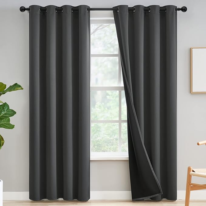 Yakamok Dark Grey Blackout Curtains 84 inches Long by Yakamok