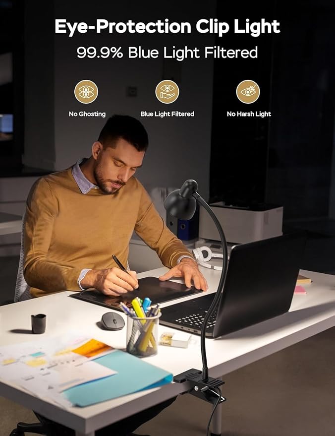 Clip on Light Reading Light for Bed 3 Color Modes Black | 10 Dimmable - Image 4