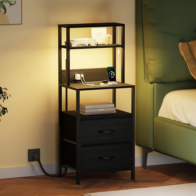 Nightstands Set of 2, Tall Night Stand & Bedside Table - Image 2