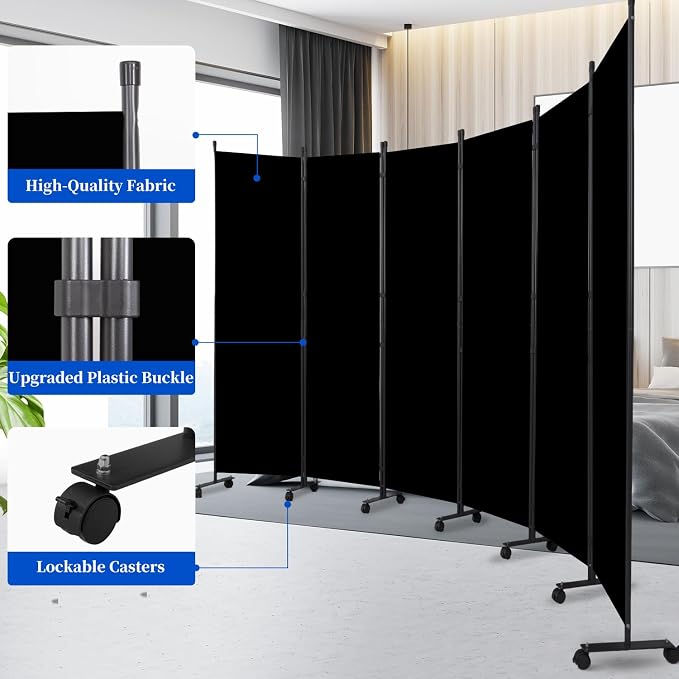 Room Divider 6FT 6 Panel Folding Wall Divider - Image 3