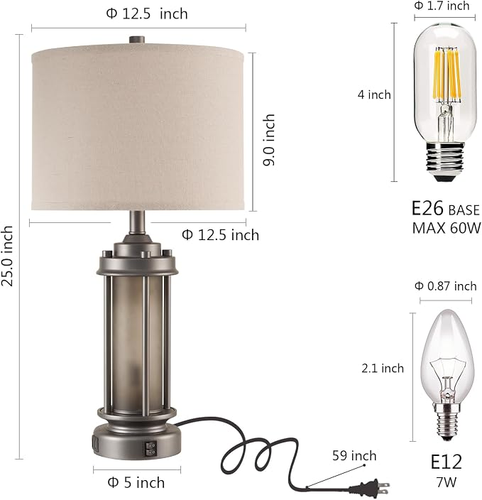 AIEAMPDO Set of 2 Farmhouse Bedroom Table Lamps - Image 5