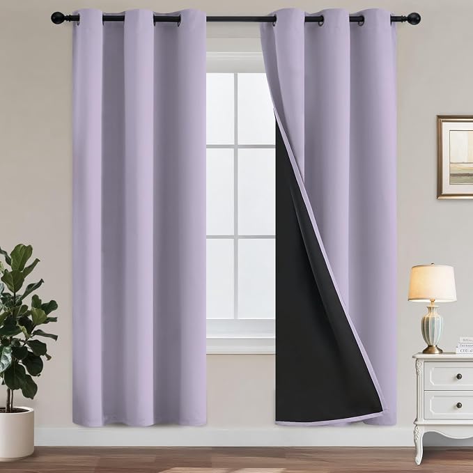 Yakamok Lilac Blackout Curtains 72 inches Long by Yakamok