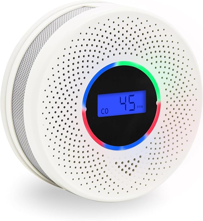 10-Year Battery Smoke and Carbon Monoxide Detector, 2-in-1 Smoke CO Alarm with Digital Display, Reliable Fire and CO Alarm for Home, Bedroom, Kitchen (4 Pack)