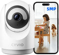 CYVIO 5MP Indoor Security Camera, 3K Pan-Tilt WiFi Surveillance Camera with AI Motion Detection, Human Tracking, Color Night Vision, 2-Way Audio, Bluetooth Setup, No Subscription, for Baby/Pet/Home