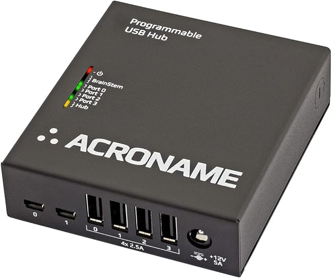 Acroname - Managed USB Switch/Hub 2 Computers - 4 Port, Fast Charge (2.5A), Industrial Grade, Programmable Compatible with Mac/Windows/Linux USB 2.0