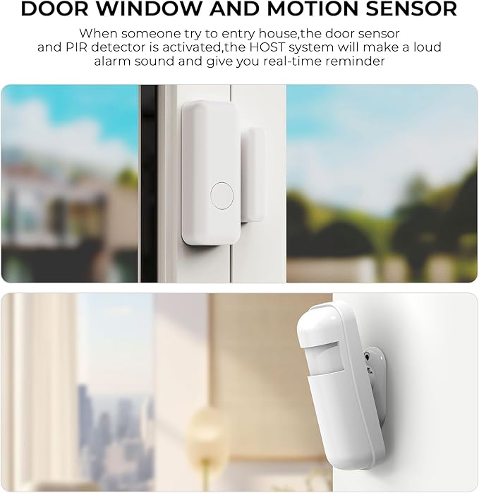PGST Home Security Alarm System,Smart Home Alarm System with Door/Motion Sensors,GSM 4G/Tuya APP Alerts,Compatible with Alexa and Google Assiatant for Home,Villa,Kids Safety
