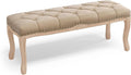 Bedroom Bench, French Vintage Tufted Entryway Bench, 45.2" Carving Upholstered by COZYMAN