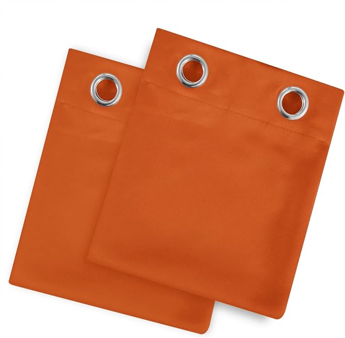 Orange Blackout Curtains 42 x 54 Inch Length Set of 2 Panels Grommet Bedroom - Image 9