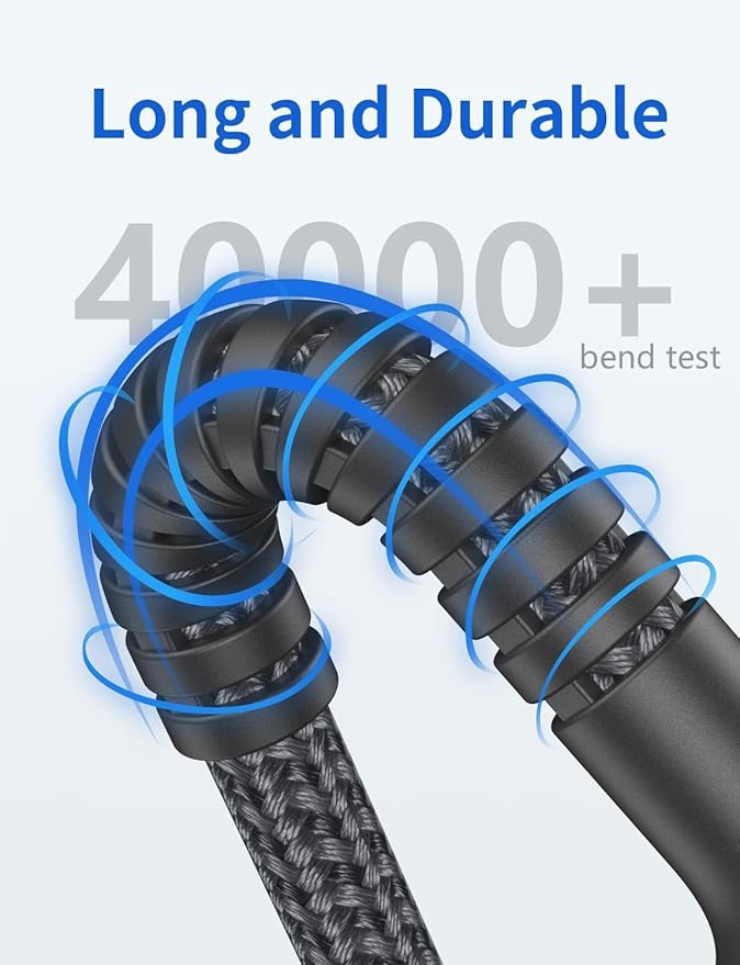 USB A to USB C Cable 15FT Extra Long, USB C Cable Fast Charging, Upgraded Extra Durable Braided USB C Cord for iPhone 17 16 15 Pro Max, MacBook Pro, Sam sung Galaxy S10 S9 Plus, LG and More-2Pack