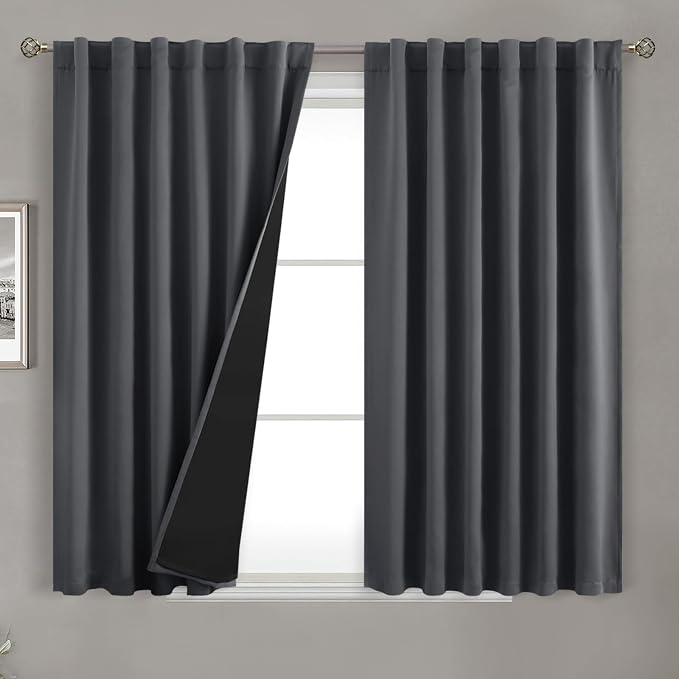 BGment 100% Room Darkening Thermal Insulated Blackout Curtains 45 Inches Long by BGment