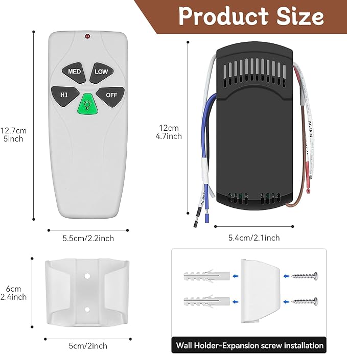 Universal Ceiling Fan Remote Control Kit,Replacement for Harbor Breeze,Hunter,Hampton Bay,Litex,3-Speed,Light Control, with Receiver FAN28R,Replace UC7030T FAN-53T 2AAZPFAN-53T FAN-11T KUJCE9103