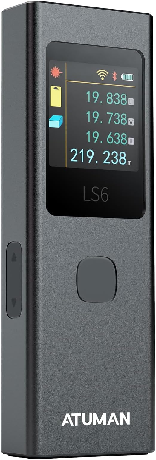 ATuMan 3 in 1 Laser Distance Meter with Visual Aligning Beam, Pythagorean, Area, Volume Angle Measure, 19 Measurement Modes and Automatic Calculation, Color Display, 131 Feet, iF Design Award 2024