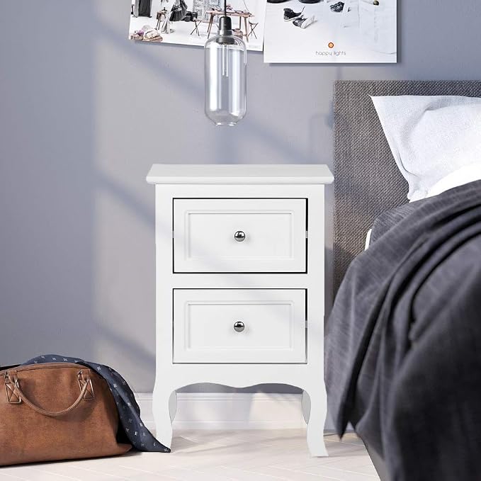 Bonnlo White Nightstand with 2 Drawers, Night Stands - Image 7