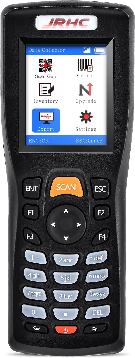 JRHC Wireless Barcode Scanner, Portable Inventory Scanner 1D 2D&PDF417 Data Collector Data Terminal Inventory Device with 2.4GHz Wireless & USB Wired Connection Bar QR Code Scanners