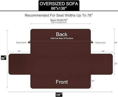 U-NICE HOME Large Sofa Cover Reversible Couch Cover for Dogs with Elastic Straps Water Resistant Furniture Protector for Pets Couch Cover for 4 Cushion Couch (Oversized Sofa, Dark Grey/Light Grey)