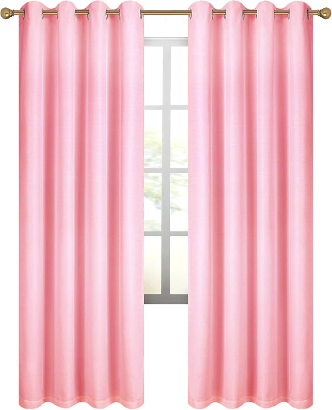 Diraysid 100% Blackout Curtains Pink Linen Curtains - Image 6