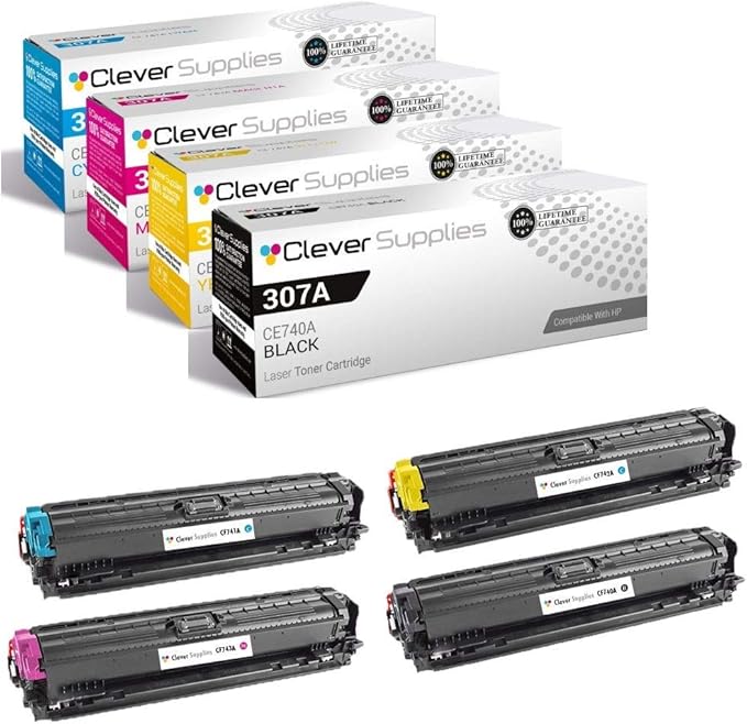 CS Replacement Toner Cartridge Compatible with HP CP5225n CE740A Black CE741A Cyan CE743A Magenta CE742A Yellow 4 Color Set