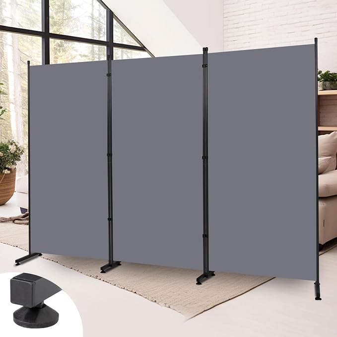 Room Divider 3 Panel Folding Privacy Screen, Round Pad Design Wall Divider | by HOMSCREENER