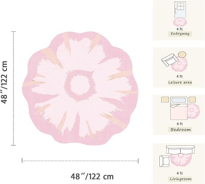 Latte&Fog 4ft Pink Round Area Rug - Image 2
