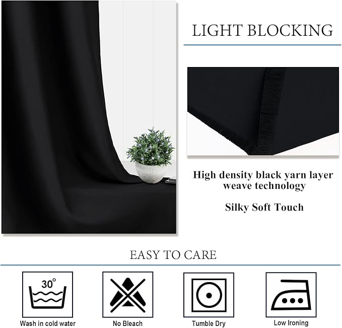 Diraysid Black Grommet Blackout Curtains - Image 7