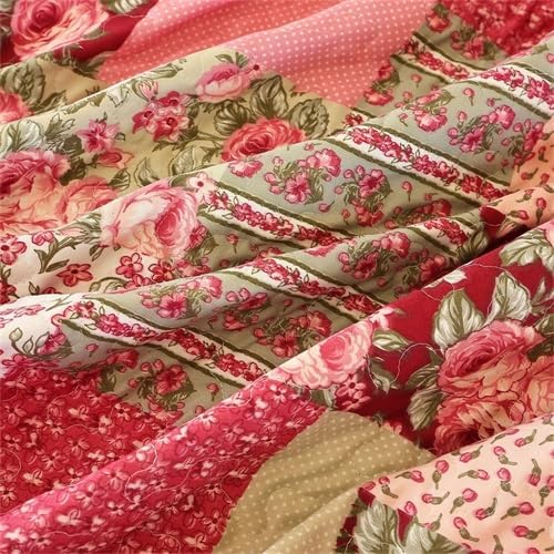 Summer Floral King Quilted Bedspread, Romantic Pink Quilt Set, Reversible - Image 9