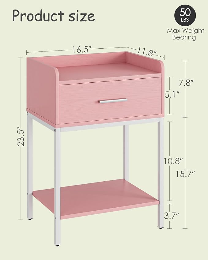 Nightstand, Modern Bedside Table Night Stand - Image 2