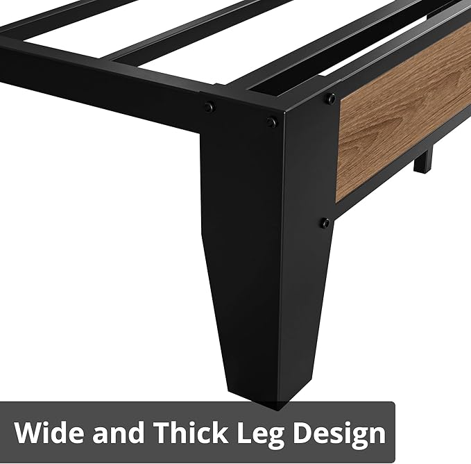 LIKIMIO Full Bed Frames, Storage Headboard with Charging Station, Solid and Stable, Noise Free, No Box Spring Needed, Easy Assembly, Wood and Cream