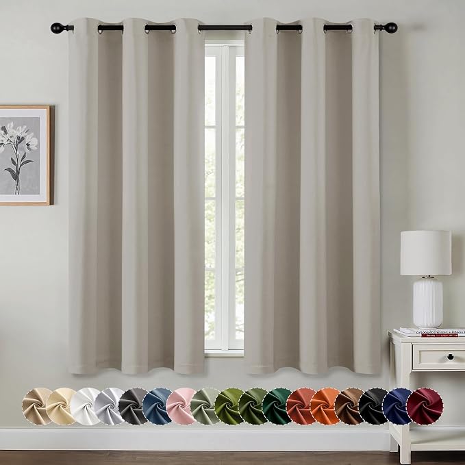 MIULEE Blackout Curtains for Bedroom 2 Panels 40 x 63 Inch Long Natural | by MIULEE