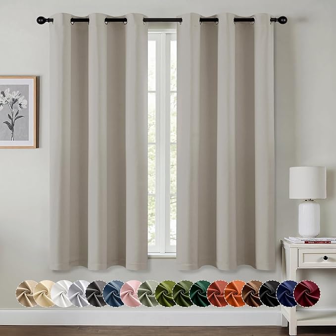 MIULEE Blackout Curtains for Bedroom 2 Panels 40 x 45 Inch Long Natural | by MIULEE