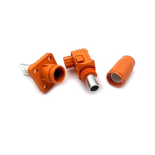70A-120A 1000V Battery Energy Storage Connector, 10-25mm² High Current Connectors Quick Plug Terminal Orange Right Angle Plug and Socket IP67 Waterproof Power Adapter Threaded Wiring