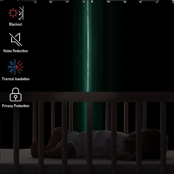 Diraysid Green Grommet Blackout Curtains - Image 3