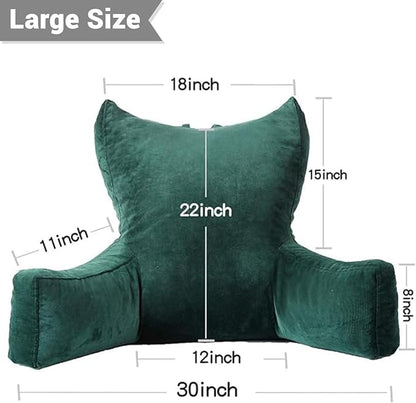 Neustern Reading Pillow for Sitting in Bed Adult, Back Pillow for Bed Shredded Memory Foam Chair Pillow with Arms and Pockets, Backrest and Support with Washable Cover for Watching TV/Gaming/Relaxing