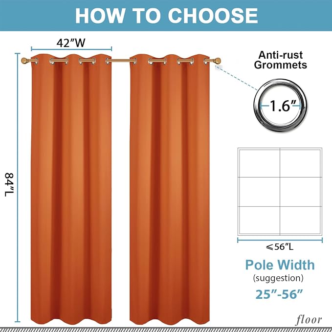 Diraysid Orange Grommet Blackout Curtains - Image 4