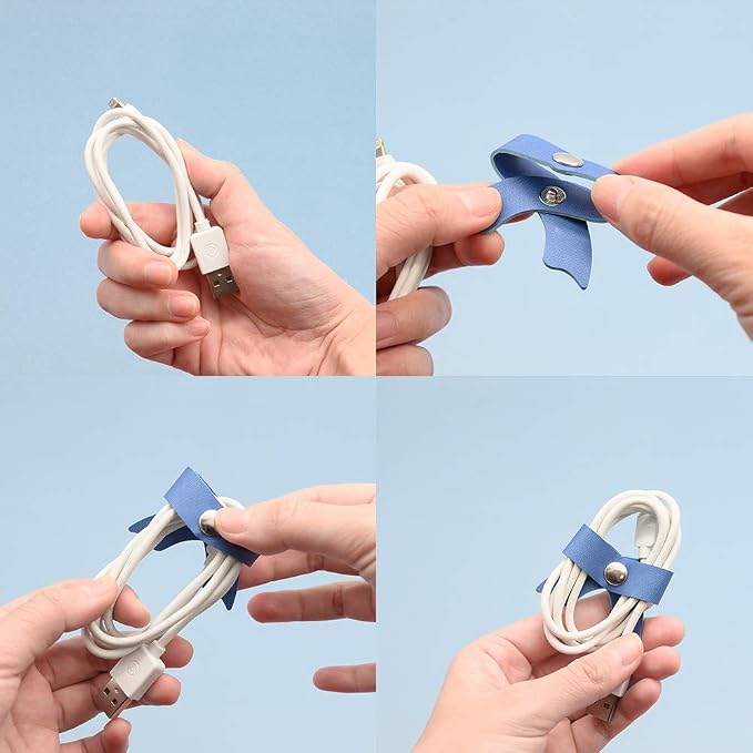 5 Pack Cord Organizer, Bow Cord Keeper, Cable Organizer USB Holder, Leather - Image 5