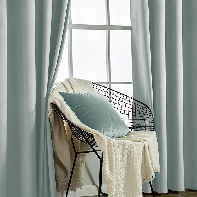 MIULEE Velvet Curtains Misty Blue 52 x 108 Inch Length Set of 2 | Extra Long - Image 6