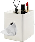 Tissue Box Cover with Storage Tray Square Tissue Box Holder PU Leather Facial by XNONE