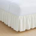 Rajlinen Ruffled Bed Skirt Full XL, 16 Inch Drop Dust Ruffle with Split Corners, 100% Microfiber Bedskirt with Platform, Three-Sided Coverage Ruffled Gathering Design, Ivory